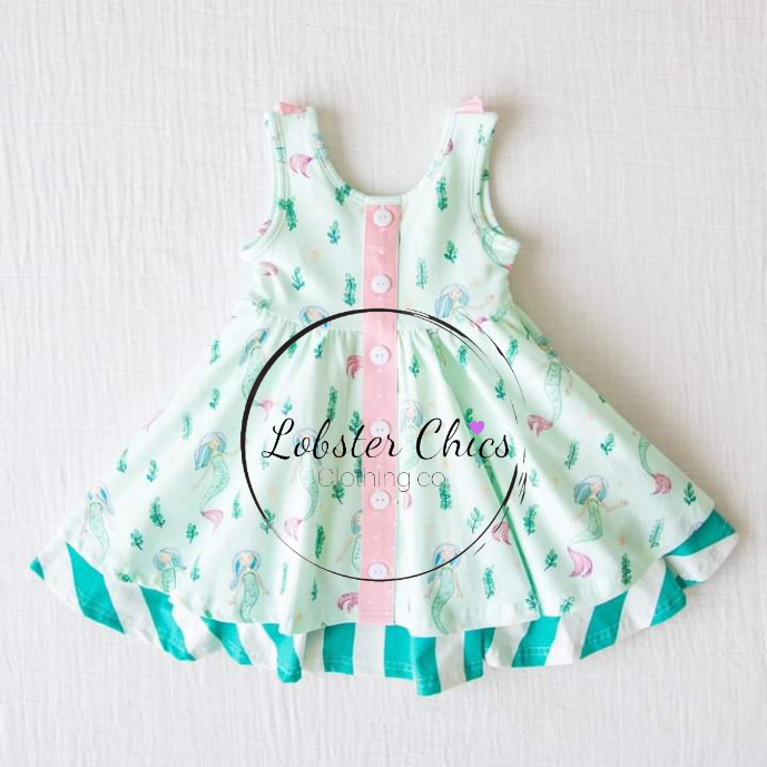 Mermaid Mega Twirl Dress with striped detailing